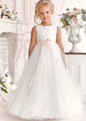 Ivory Flower Girl Dress Beaded Toddler First Communion Dress